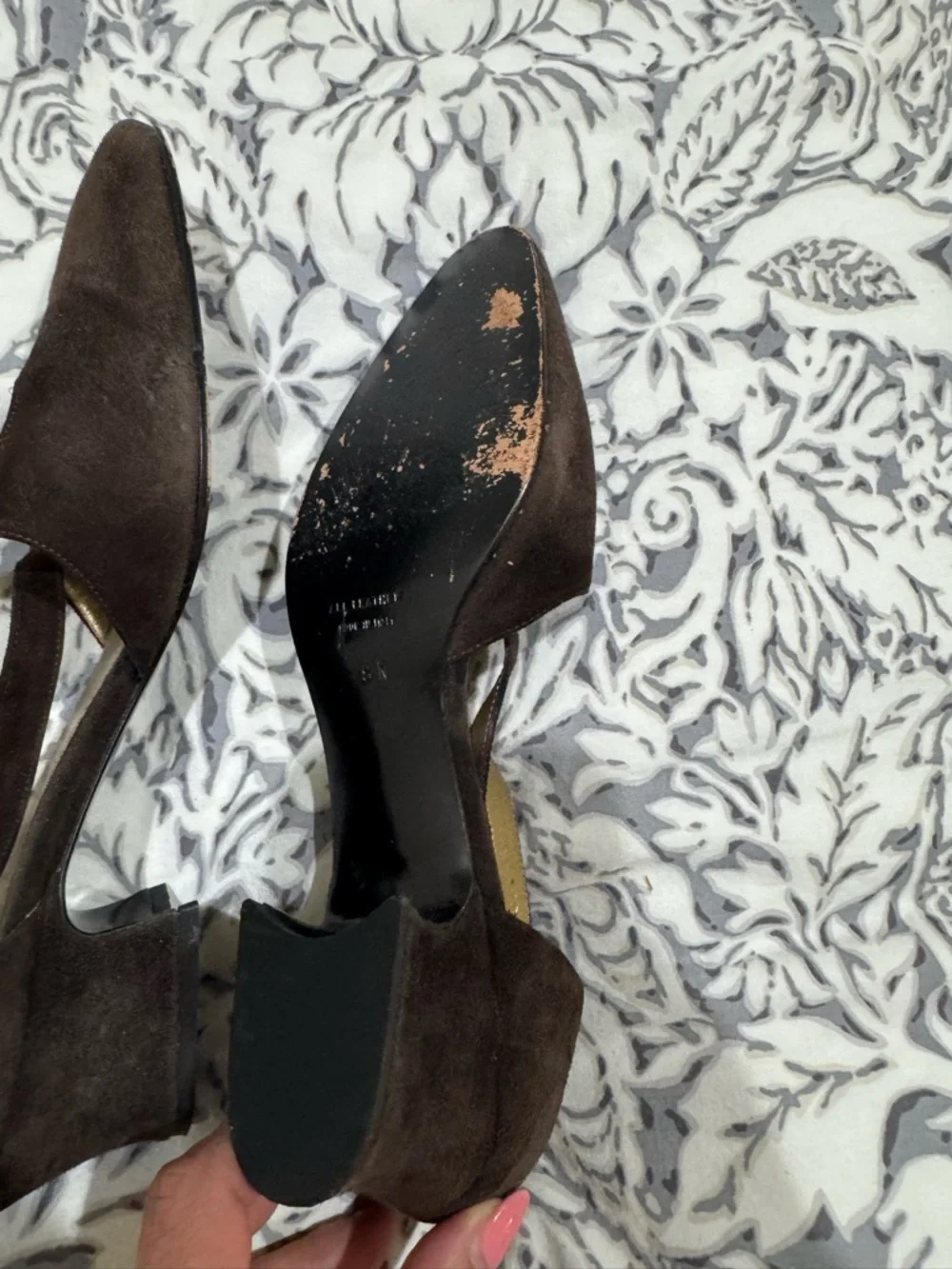 Vintage Saint Laurent Brown Suede Pointed Strappy Heels size 8 N - made in Italy - Picture 6 of 11
